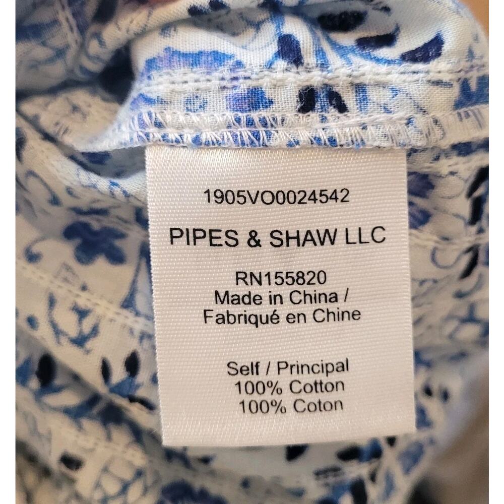 Veronica Beard Blue and White Sol Floral Ruffle High Neck Top Size 4 Cottagecore - Picture 10 of 11